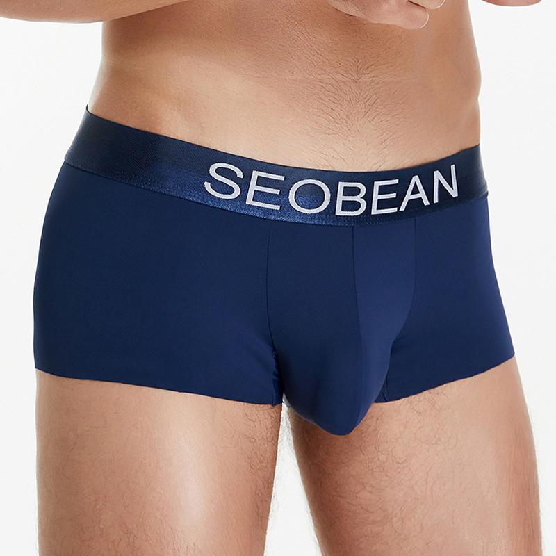 Male Sexy Ice Silk Panties Men Solid Color Boxers Underwear Low Waist Comfortable Man Boxer Shorts Underpants
