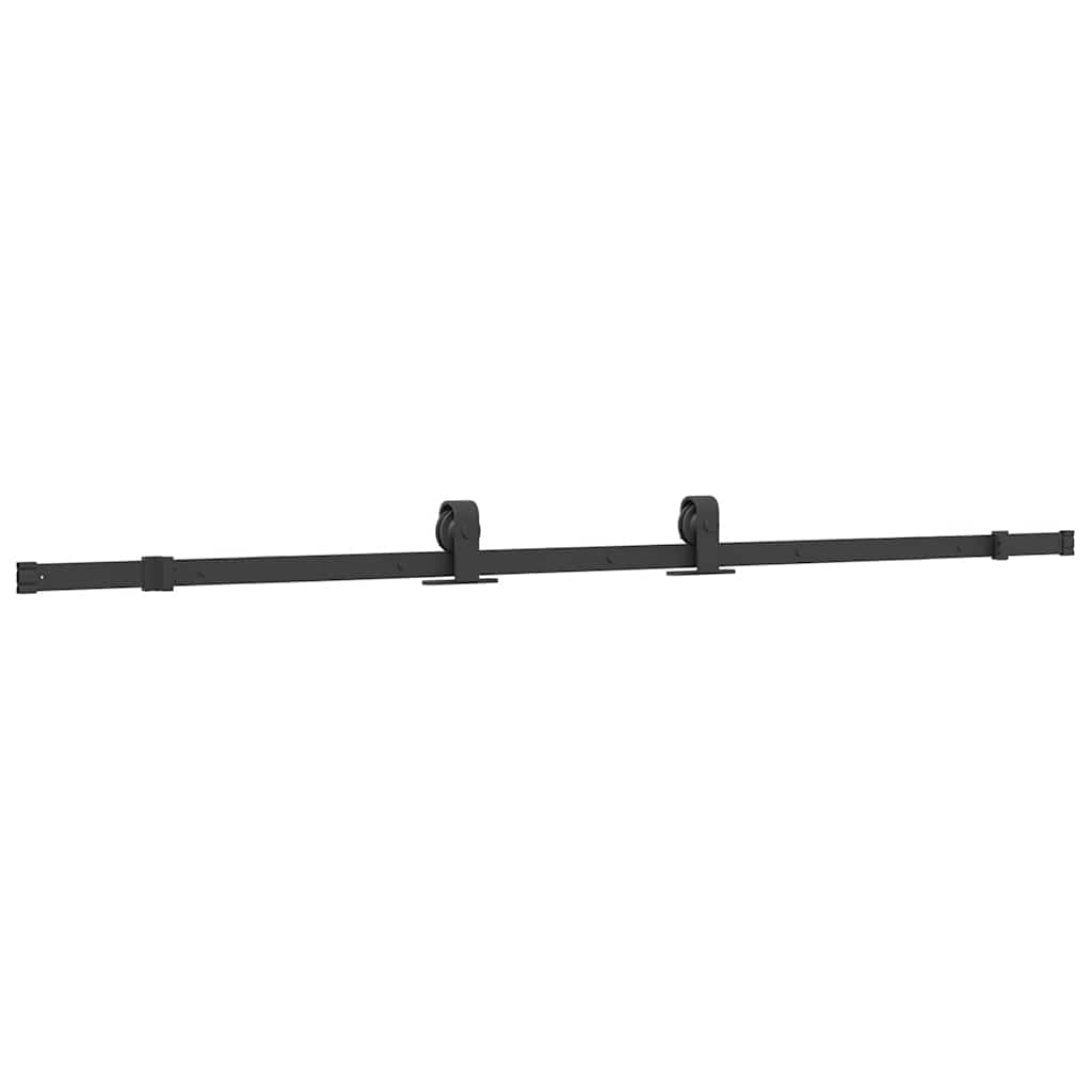 Sliding Door with Fittings Black 90 x 205 cm Tempered Glass