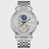 PINTIME Luxury Gold Stainless Watch Dragon Skeleton Mechanical Watch Men Moon Phase Tourbillon Wristwatch