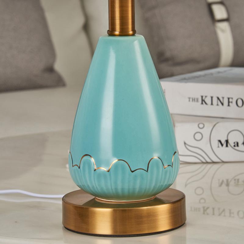 Bedroom Ceramic Table Lamp Bedside Table Room Living Room Decoration Study Retro Lighting Remote Control Desk Lamp E27 Bulb
