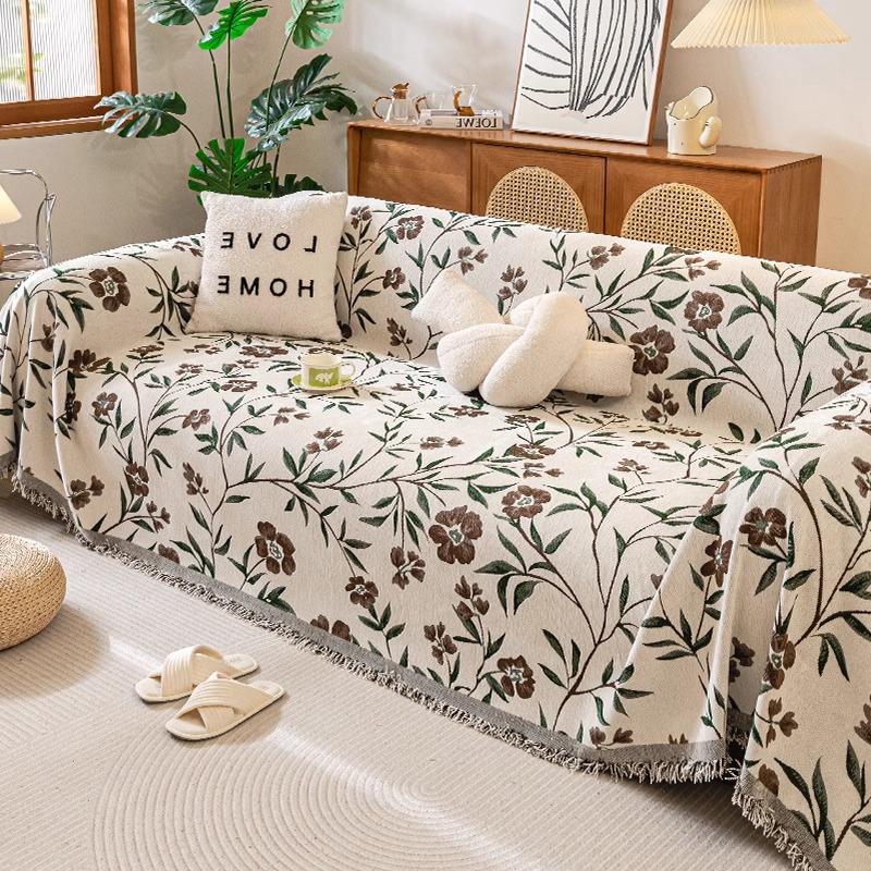 

Пасторальный чехол на диван, тканевое полотенце, цельный чехол, новинка 2025, универсальный для четырех сезонов, нескользящая подушка для сиденья, всеохватывающий плед 180*130CM