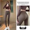 Women's Gray Barbie Yoga Pants - Fleece-Lined, Thick, Tight Leggings for Autumn/Winter 2025