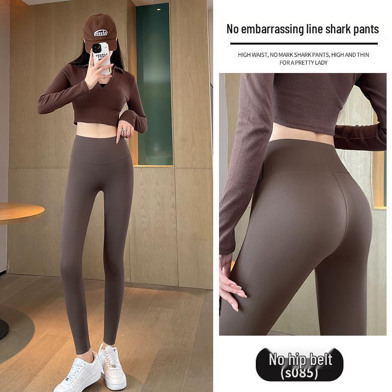 Women's Gray Barbie Yoga Pants - Fleece-Lined, Thick, Tight Leggings for Autumn/Winter 2025