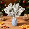 10/20/30Pcs Artificial Snowy Pine Branch 5 Fork Faux Greenery Stem Fake Plants Pick Xmas Holiday Wedding Party Home Decoration