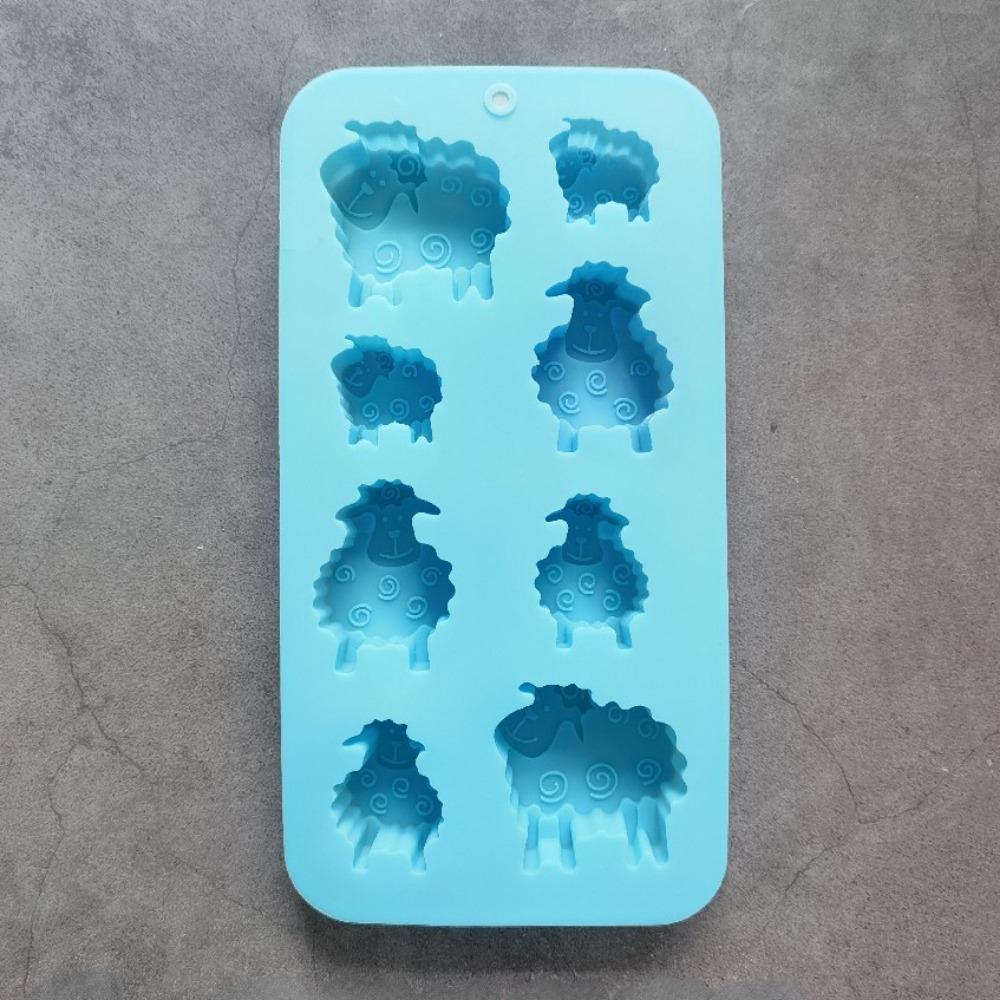 8 Hole Little Sheep Chocolate Baking Mold Cute Animal Candy Biscuit Fudge Silicone Mold Cake Decor Drink Ice Tray Kitchen Tool
