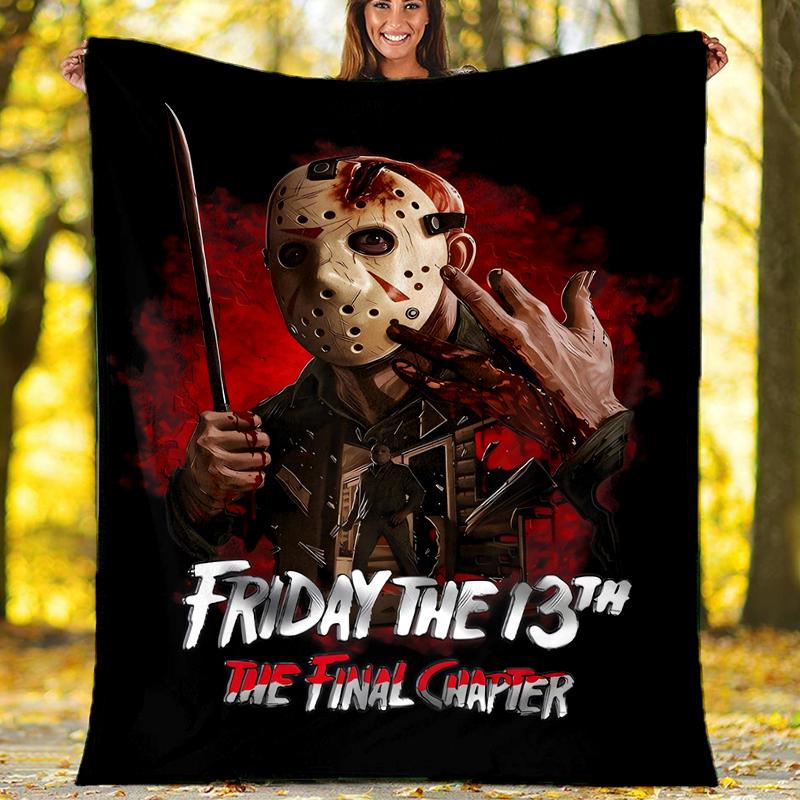 Friday the 13th Theme Printed Blanket - Perfect for Couch, Bed, Travel & Outdoor Use | Machine Washable, Cozy & Durable.