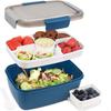 Large Microwave Safe Bento Box Big Salad Food Container 4 Compartment Tray BPA-Free Lunch Box Salad Bowl With Dressing Container