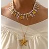 Sea Starfish Coral Shell Beaded Necklace Lightweight Stainless Steel Acrylic Stackable Jewelry For Daily Wear
