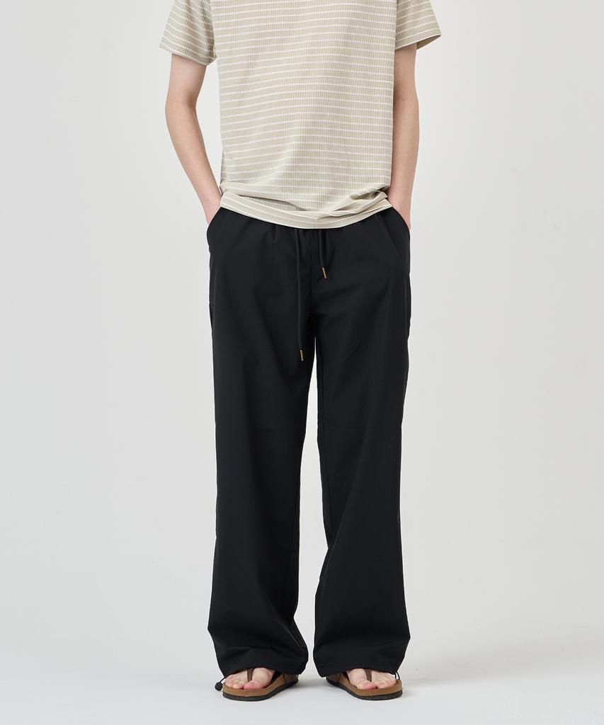 THE-ABON Cool Wide Stretch String Pants Light Khaki