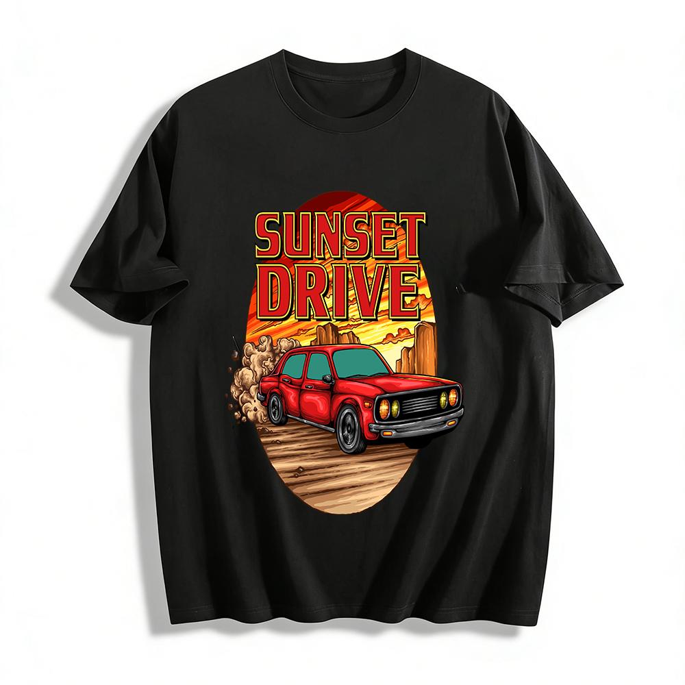 

Vintage Sunset Wilderness Racing Graphic Casual T-Shirt Pure cotton T-shirt XXS