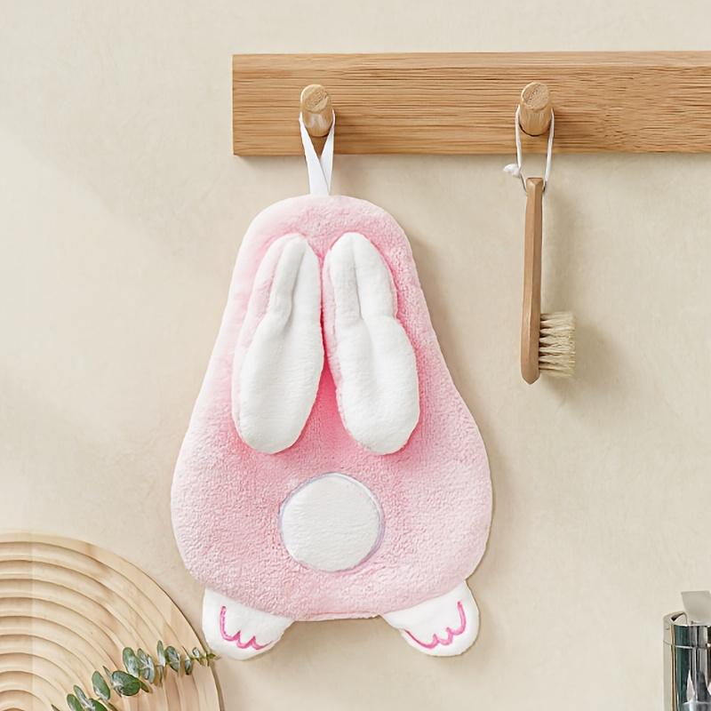 

1PC, Pink, Blue, White Cute Rabbit Hand Towel, Soft, Comfortable, Highly Absorbent, Easter Bunny Design, A Must-Have Item For Everyday Kitchen розовый