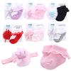 Baumwolle Kleinkind Neugeborene Socken Stirnband Sets Baby Mädchen Spitze Blumen Stirnband Babyparty Geschenke