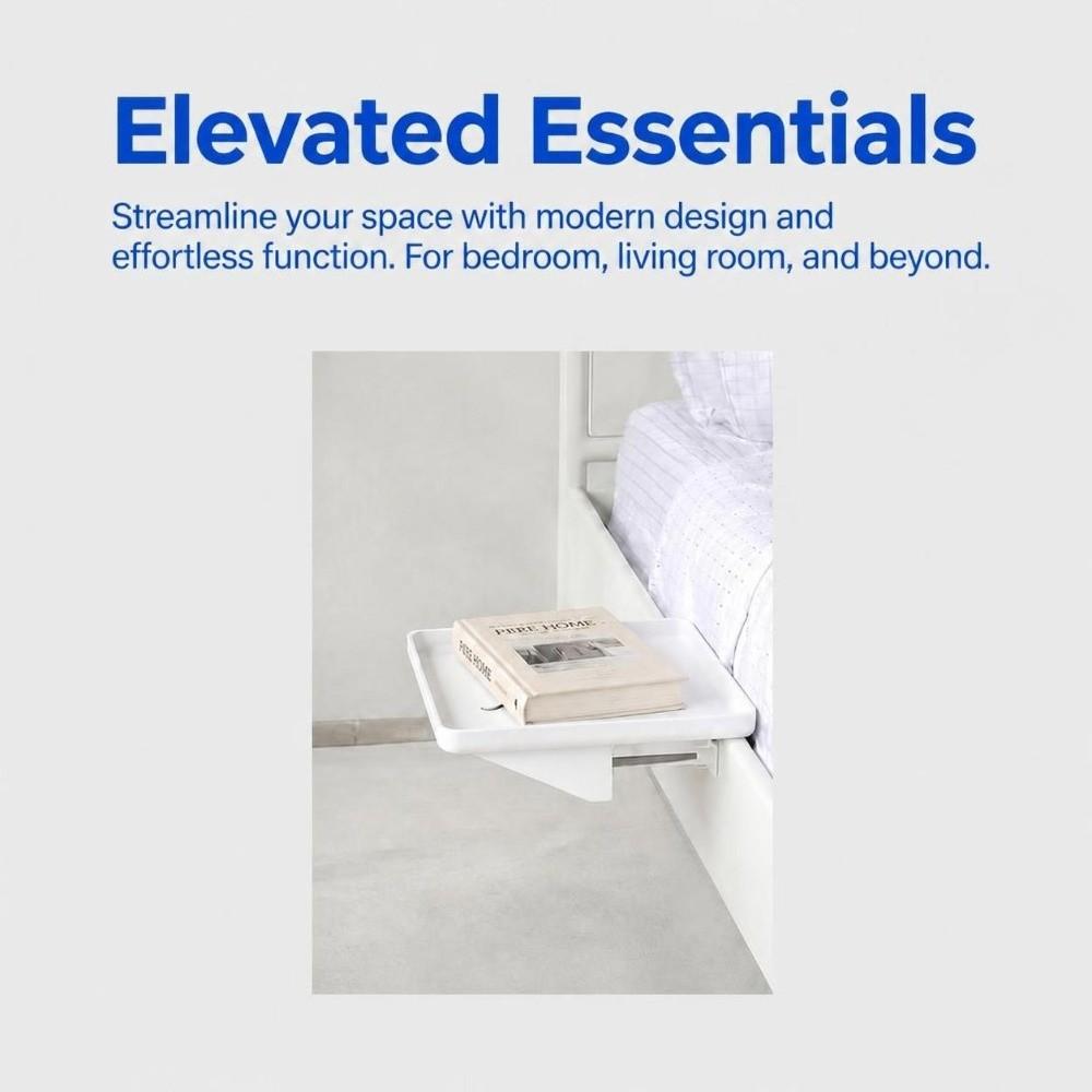 White Bed Tray Cable Management Nightstand Organizer Space-Saving Bedside Shelf  Top Bunk