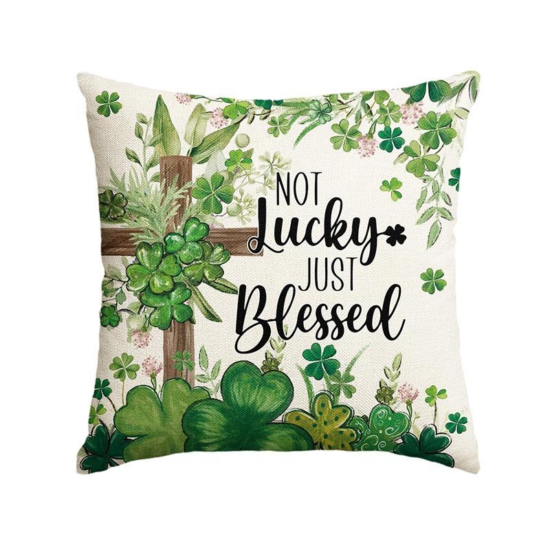 

1 piece, St. Patrick s Day only! With cross and lucky clover pillowcase 40x40cm/16x16inch