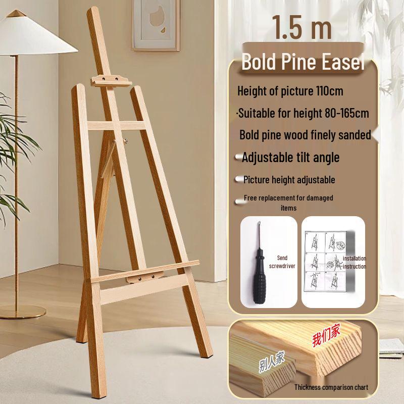 Wooden Tripod Floor Easel for Oil Painting - Foldable Art Student Stand