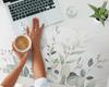Vinyl Desk Mat with Stylish Print Pastel Leaves 100X50 Cm