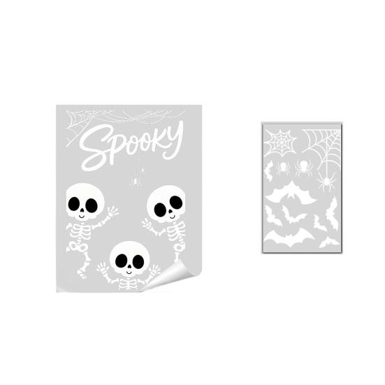Decorative Seasonal Ornaments Halloween Ghost/Skeleton Static Window Clings, PVC Waterproof Glass Stickers, Pvc Decals Removable for Home Party