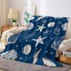 Marineblaue Muschel Flanelldecke Warm Weich Halloween Weihnachten Sofa Warm Gemütlich Dekoratives Dekor Geschenk für Alle Jahreszeiten
