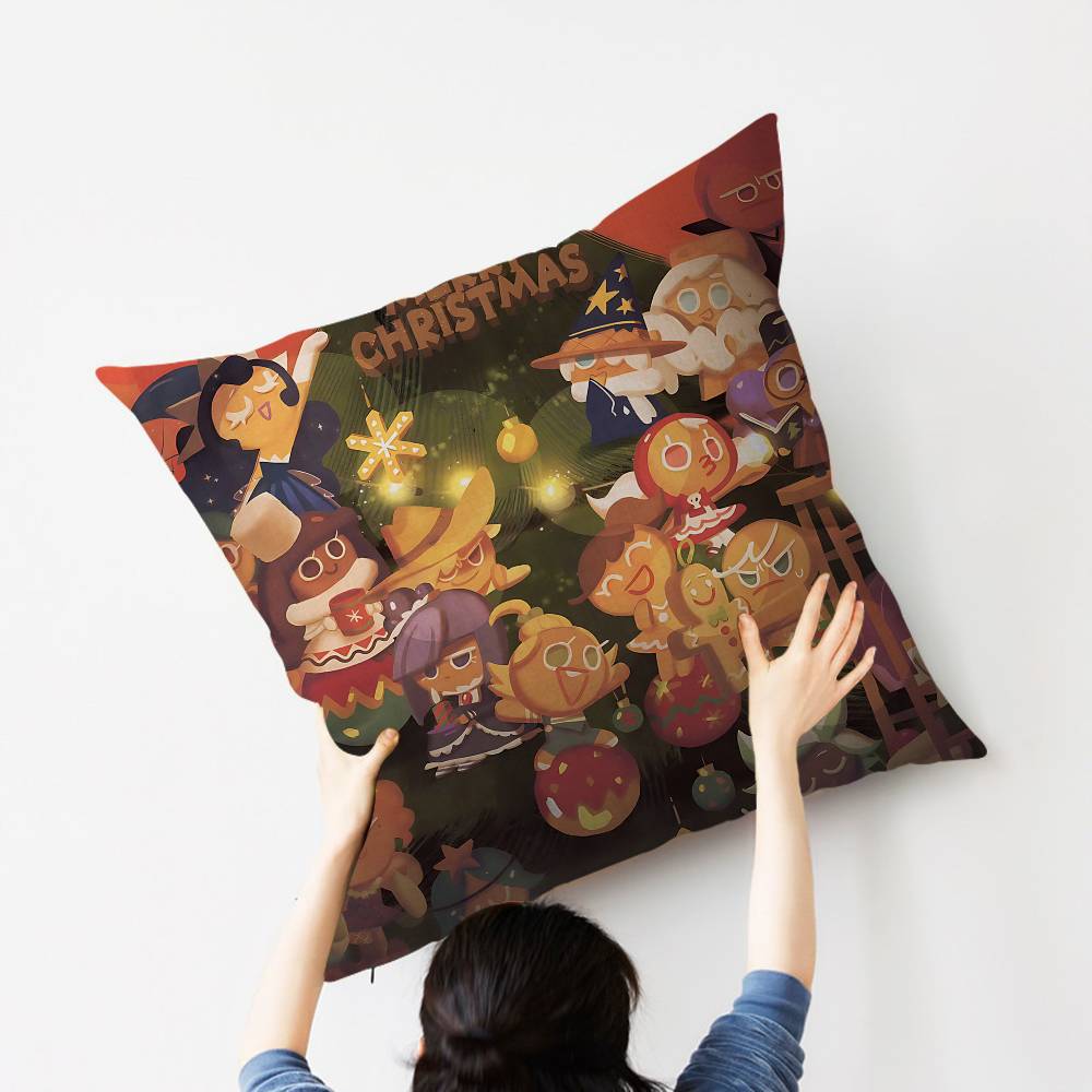 C-Cookie R-Run K-Kingdom Pillow Covers Cartoon Sofa Decorative Home Double-Sided Printing Short Plush Cute Cushion Cover
