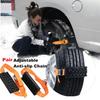 The item is a pack of 2pcs anti-skid snow chains for ties made of