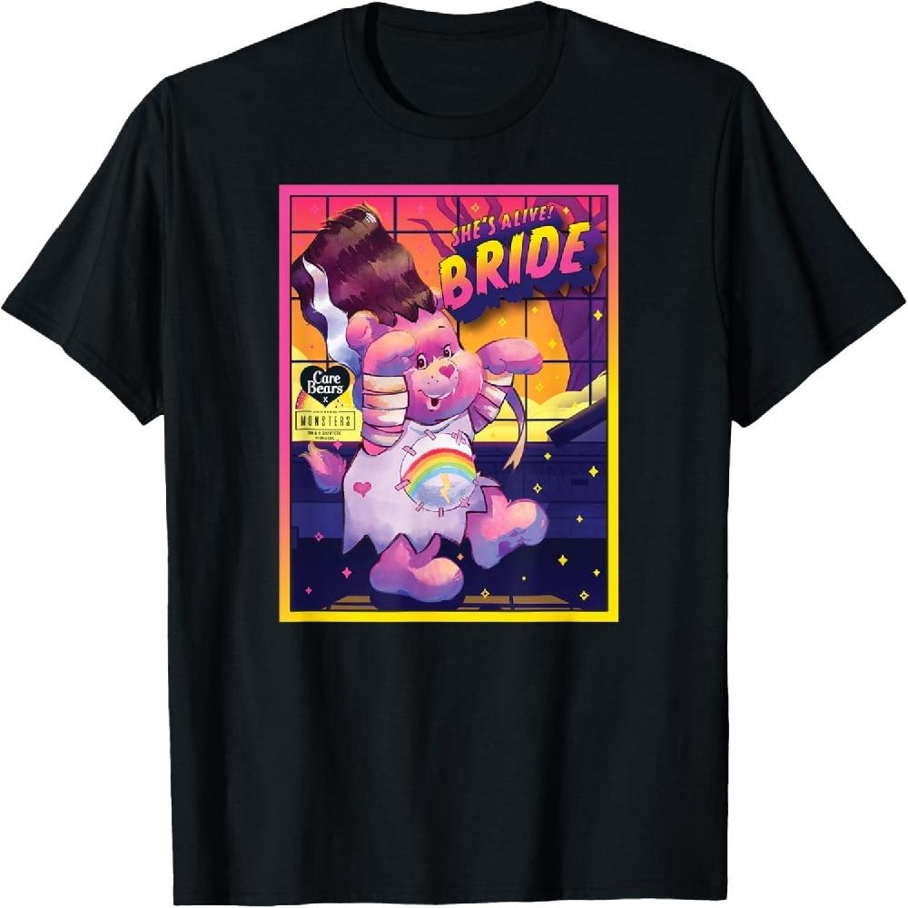 Футболка с изображением Медвежонка-оптимиста из Care Bears и Невесты из Universal Monsters XXXXXL чёрный