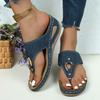 Spot Large Size Foreign Trade Slippers Women's 2025 Summer New Hollow Metal Buckle Toe Wedge Heel Women's Slippers