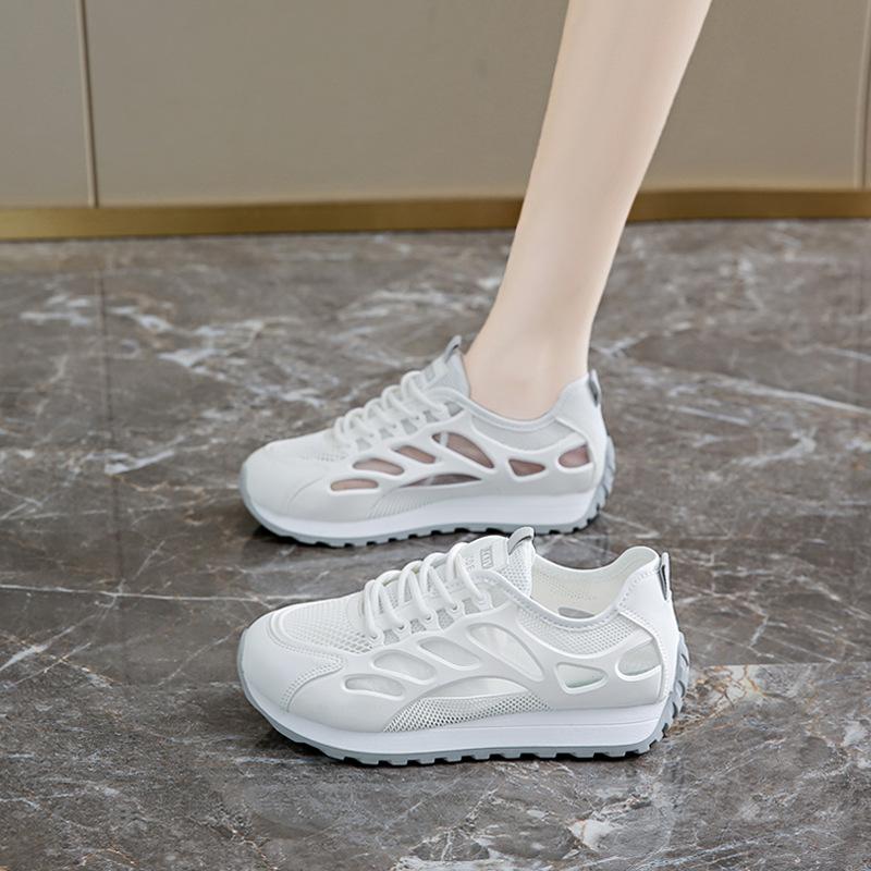 Hollow mesh white shoes 2025 summer new breathable Forrest Gump shoes casual soft sole hole sports shoes women's mesh shoes
