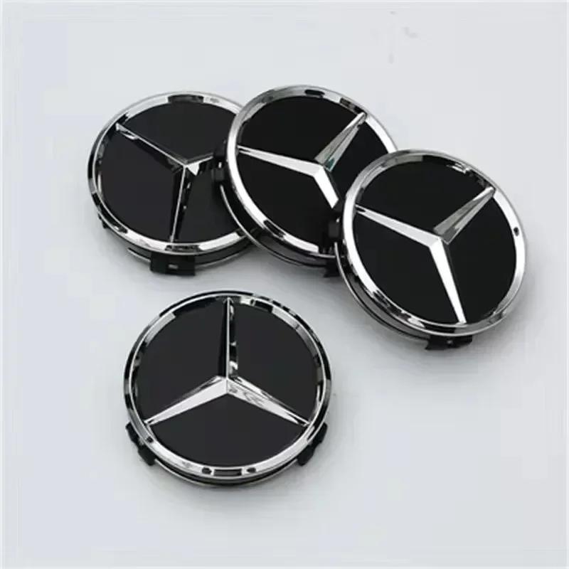 

Car Sticker For Mercedes Benz 4 Pieces/Set 75mm For Mercedes Benz AMG W203 W206 W220 W205 W211 W212 Car Wheel Center Hub Caps Be чорний