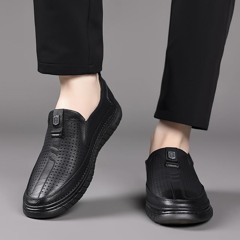 Mode Sommer Weiß Perforierte Lederschuhe Herren Slip on Schuhe Aus Echtem Leder Männlichen Bequeme Freizeitschuhe Männlichen Bequeme Halbschuhe