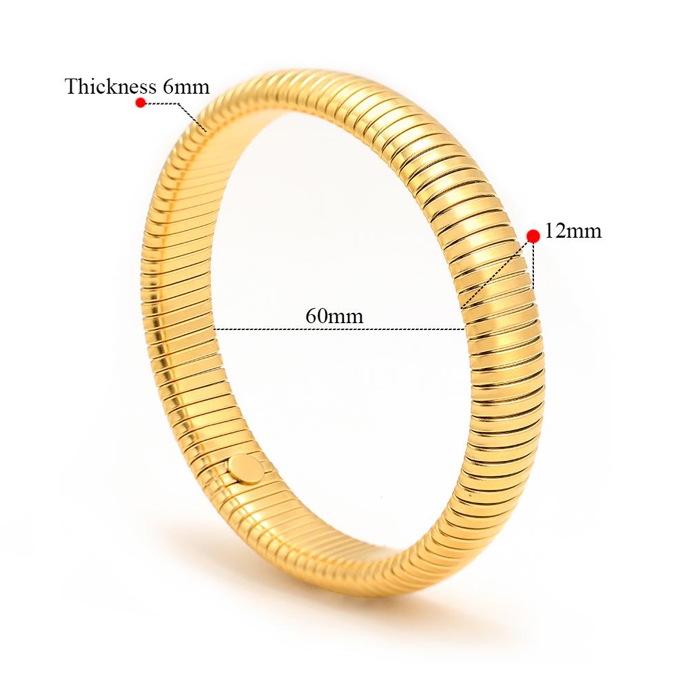 1pc 18k Gold Plated Stainless Steel Bracelet Vintage Elastic Polishing Bangle for Women Girl Fashion Aesthetic Jewelry Wholesale