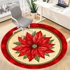 1pc Christmas Poinsettia Chair Carpet for Office, Round Non-Slip Durable Large Size Office Carpet, Suitable for Office, Beautiful Decoration