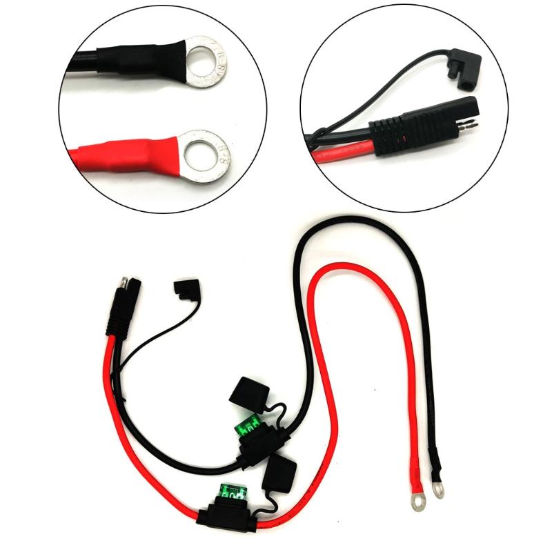 SAE Battery Connector SAE to O Ring Terminal Harness 10AWG 2Pin Quick Disconnect SAE Extension Cable with SAE RP Adapter