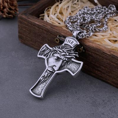 Klassische Edelstahl Kreuz Jesus Halskette Männer Frauen Christian Anhänger Schmuck Geschenk
