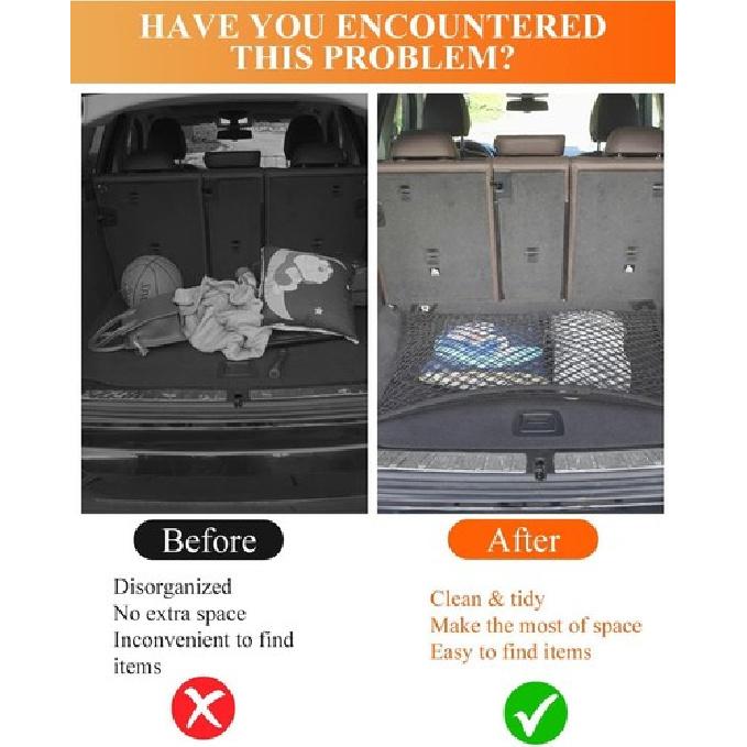 Cargo Elastic Net, Car Organizer 28"x24" Stretch to 56"x48", Heavy Duty with