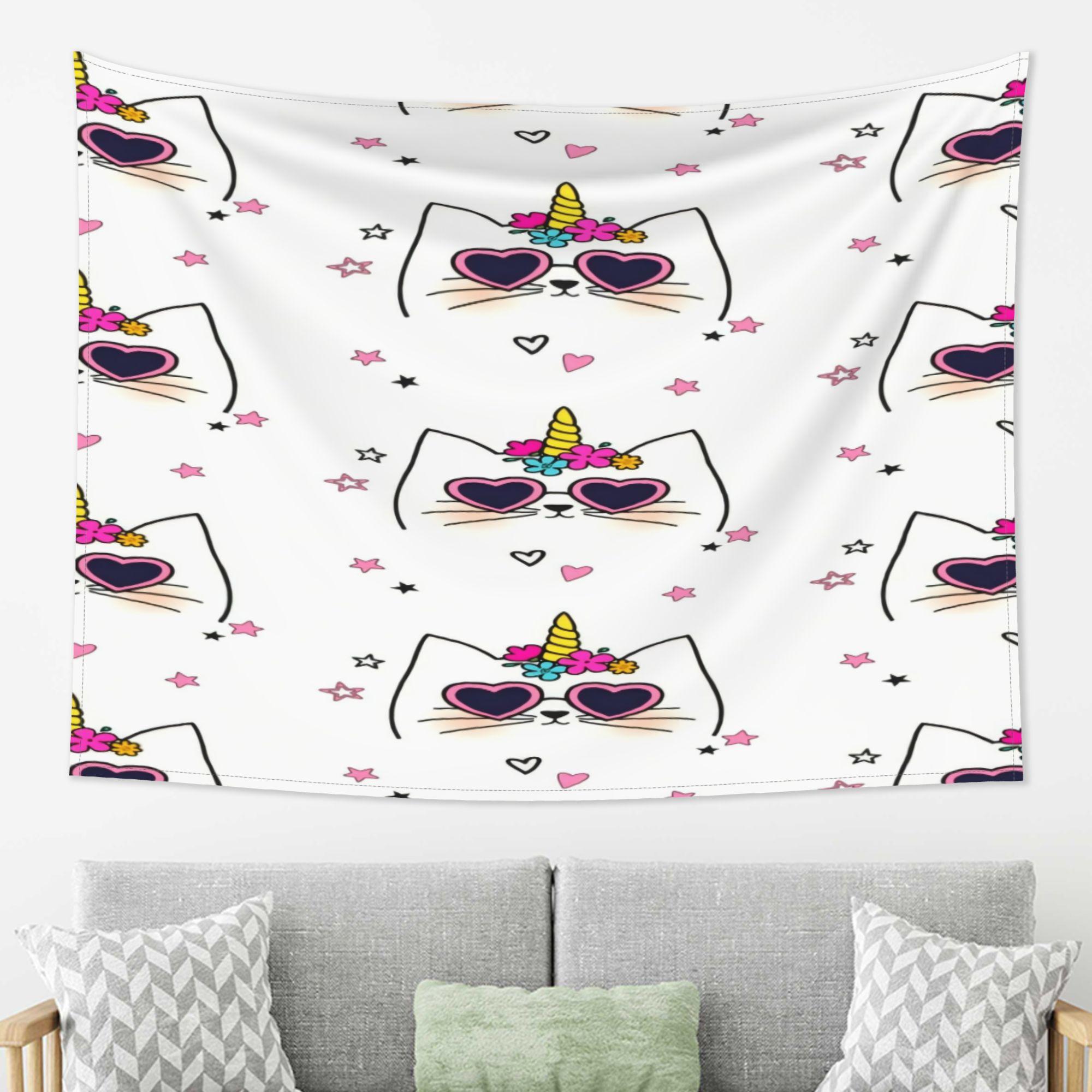

Colorful Cartoon Scene Tapestry Perfect for Birthday Celebrations Dorm Room Decor Living Room Wall Art High Quality Flat Print 74x94cm(29x37in)