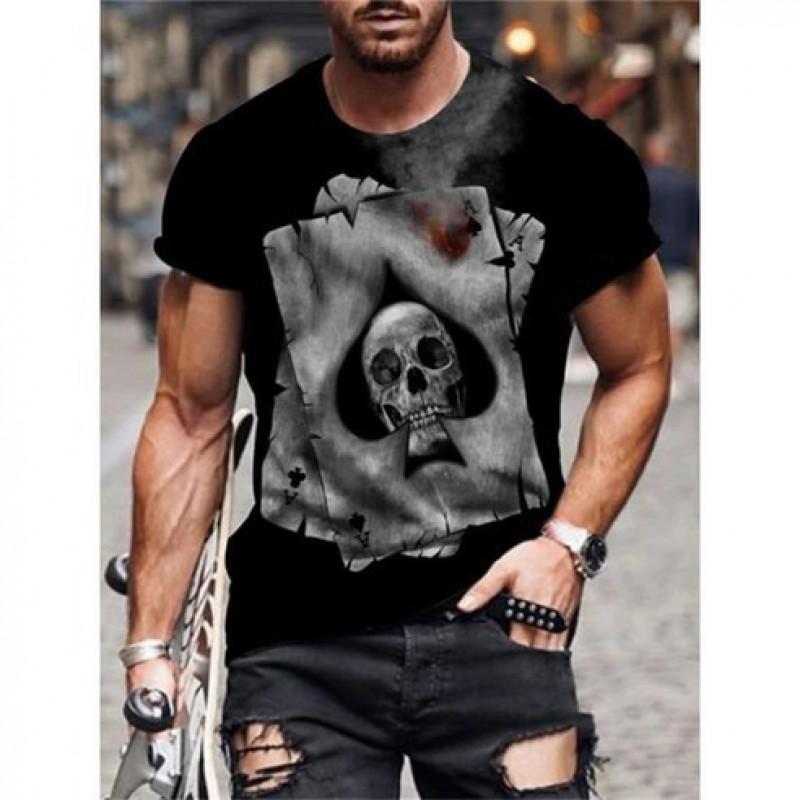Mens Short Sleeve Crew Neck T-Shirt With Cartoon Digital Print Loose Fit Casual Wear