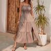 Spring and Summer New European and American Suspender Layered Waist Solid Color Slim Dress Women's Dress