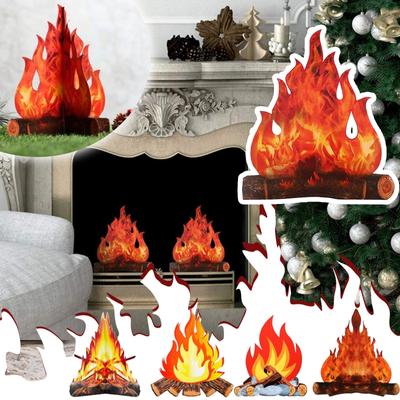 3D Stereo Yapay Alev Kağıdı Çok sahneli Şenlik Ateşi Merkezi Alev Karton