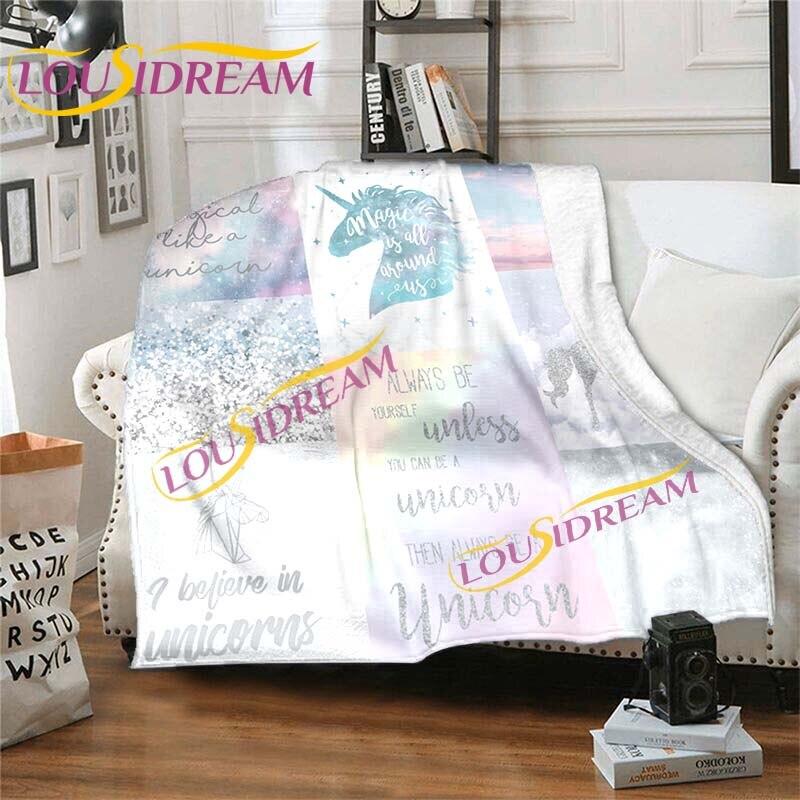 Cute Mermaid Cartoon Blankets Unicorn Blankets Starry Unicorn Flannel Blankets Throw Blankets for Couch Bed Sofa Girl Gifts Pink