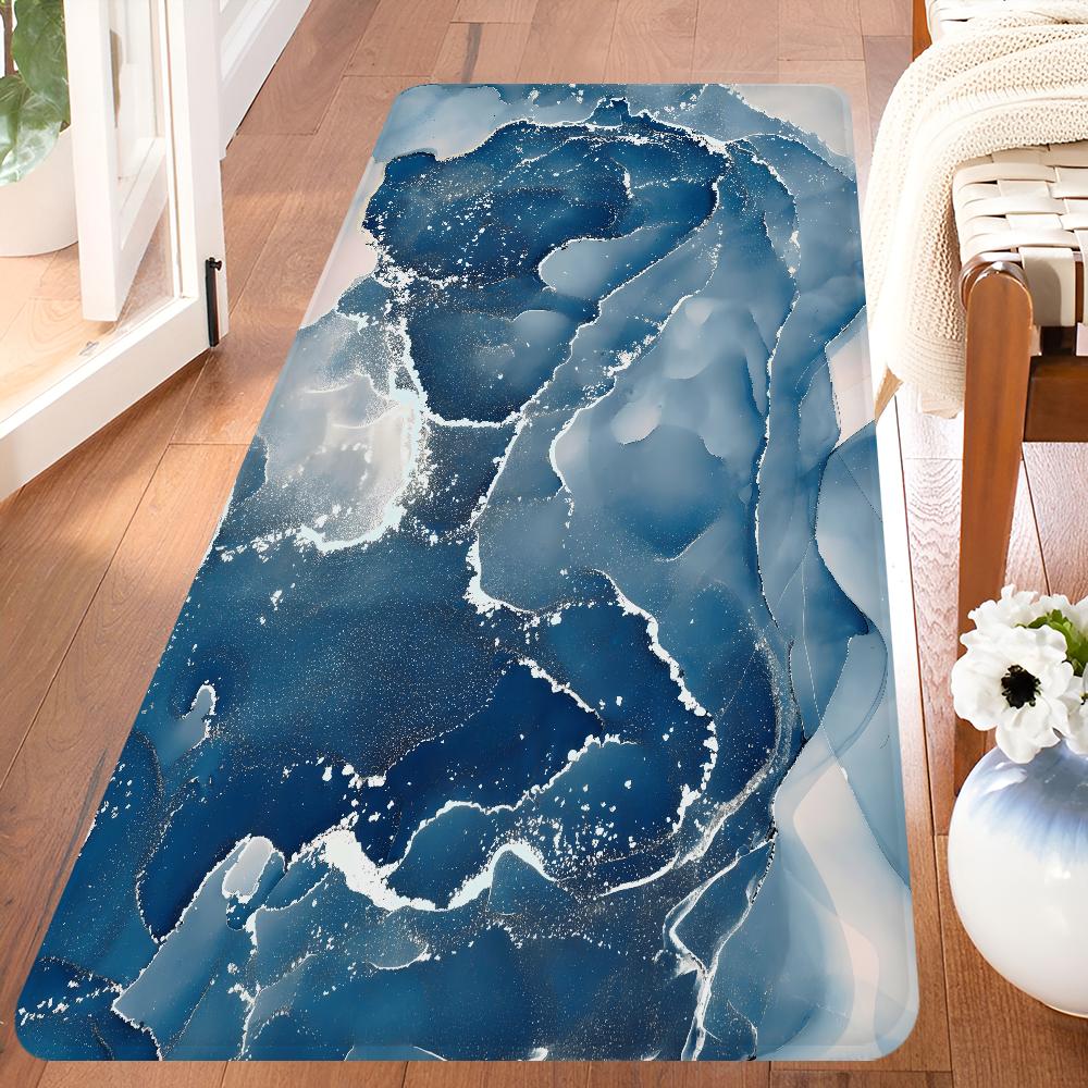 Kolor Niebieski Złoty Biały Marmur Obszar Przedpokój Dywan Antypoślizgowa Mata do Pralni Wystrój Pralni Balkon Dziecko Pokój Dzienny Dywanik do Toalety