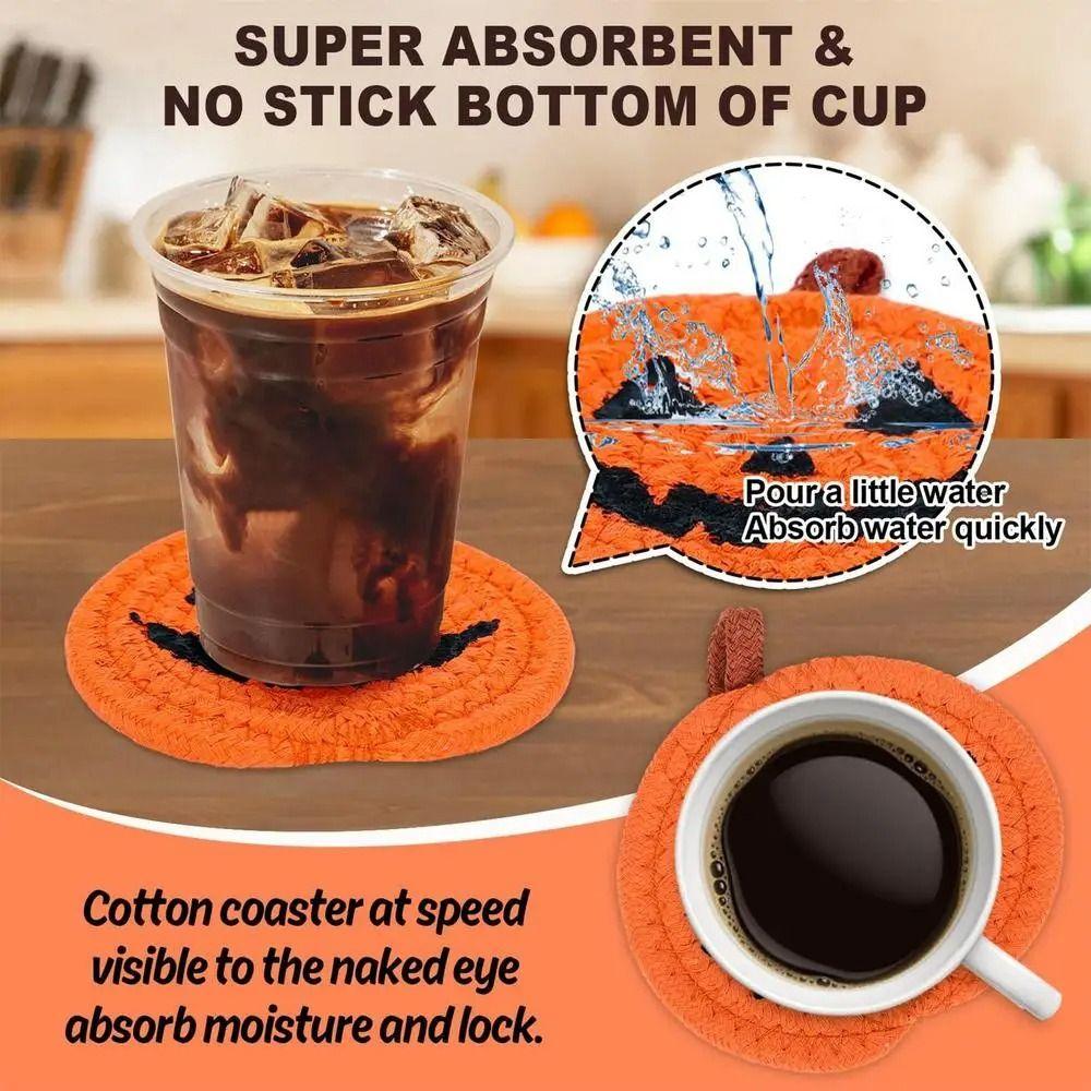 4/8Pcs Anti Scald Pumpkin Shaped Coasters Creative Decorative Placemats Non-Slip Cup Mat  Home Decor