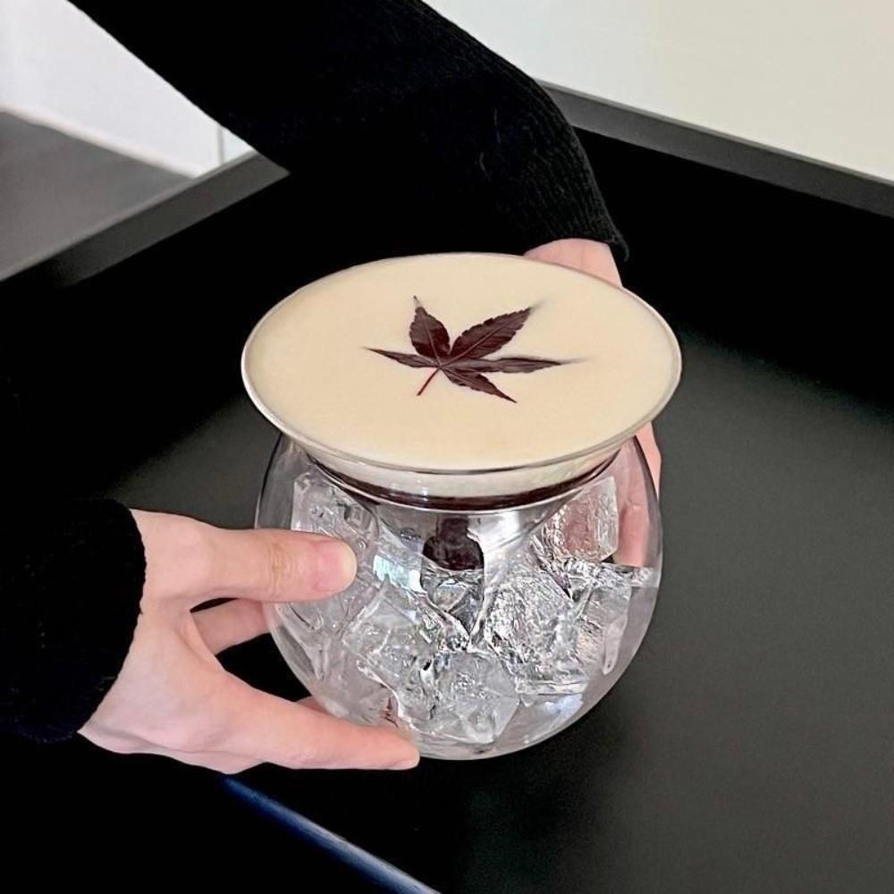 Verre à Cocktail Martini Base Triangulaire Double Paroi Unique Refroidisseur pour Café Glacé Transparent Verre à Jus