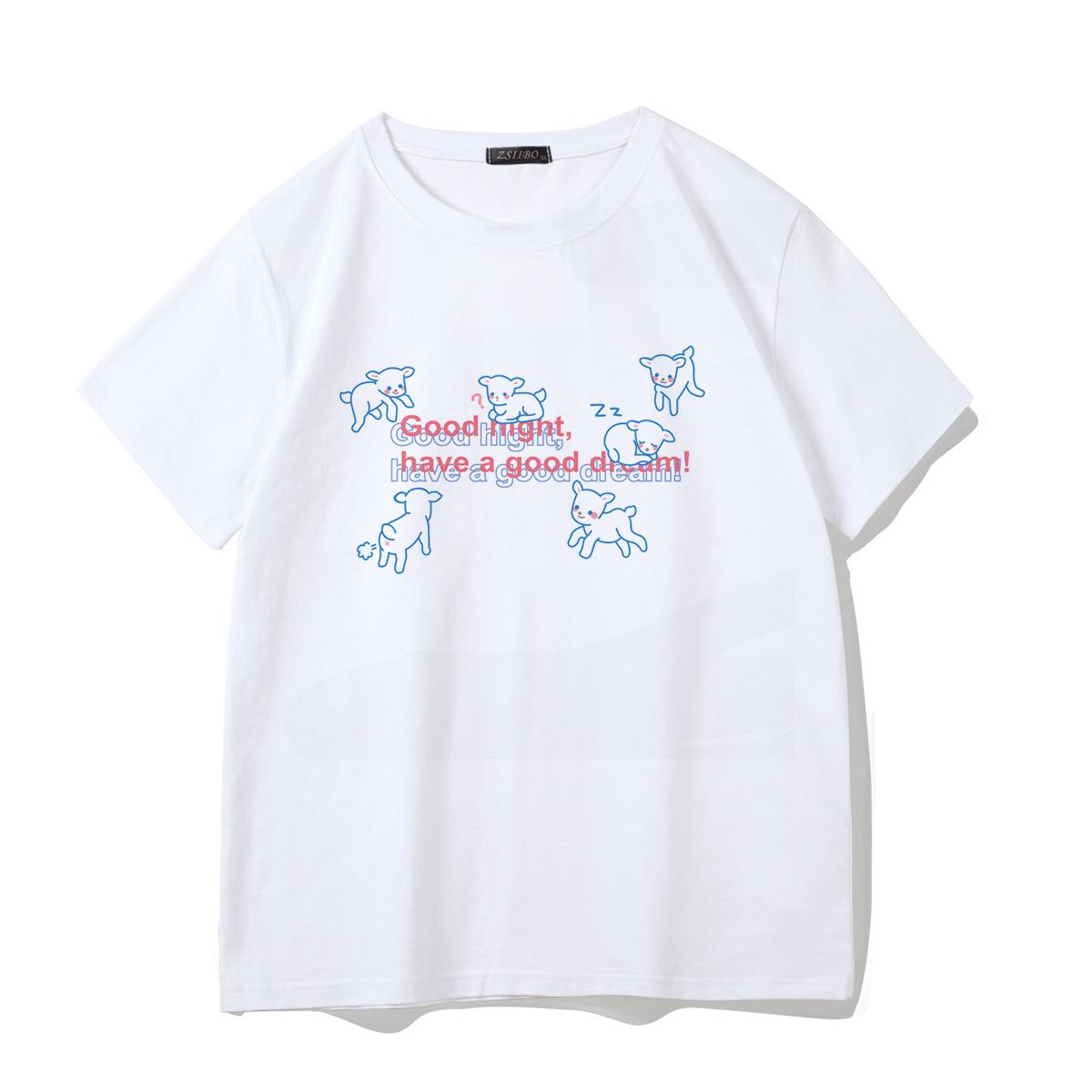 

Japanese Gothic Cartoon Letter Bear Shirt Women Fashion Print Harajuku Tops Casual Sweet Short-Sleeved Ulzzang Vintage T-Shirt S білий