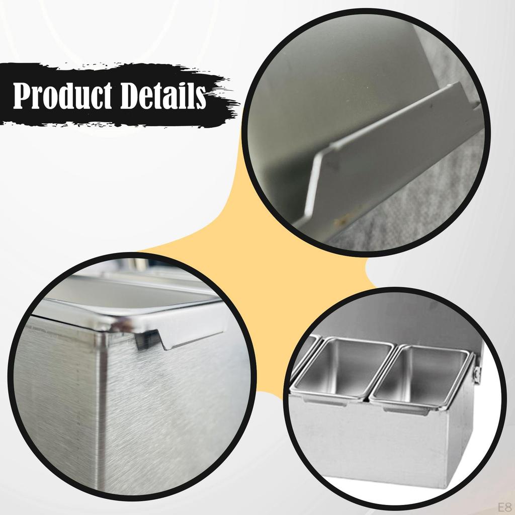 Condiment Server Stainless Steel Kitchen Organizer Tray Seasoning Box Dispenser Spice Container