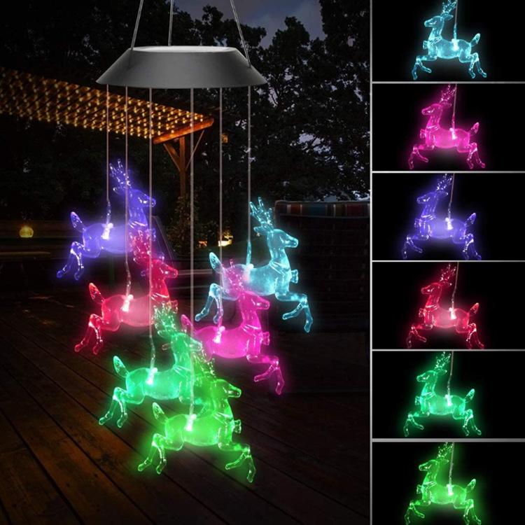 Solar Windspiel Lichter Außen Wasserdicht LED Farbwechsel Kolibri Schmetterling Fee Hängelichter Terrasse Garten Hof Dekoration