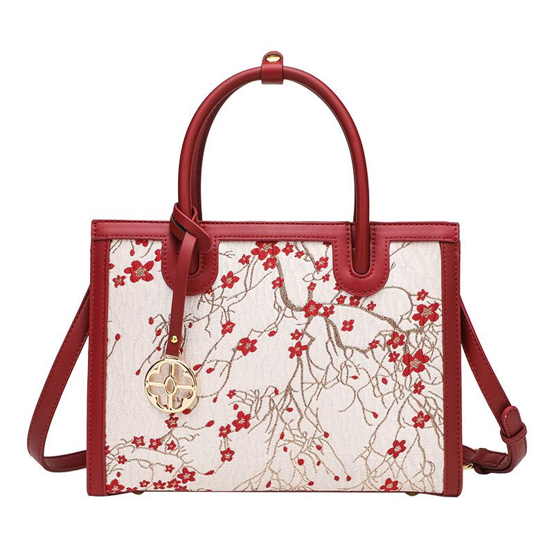 New Fashionable Chinese Style Floral Shoulder Bag 2024 Autumn/Winter Trendy Large Capacity Casual Simple Tote Handbag