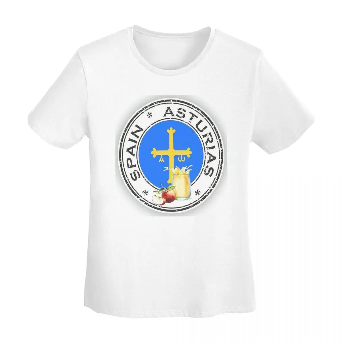 

Spain Flag Flag Of Asturias TShirt Women Short Sleeve T Shirts Crew Neck Streetwear Cotton Summer Tees Streetwear S