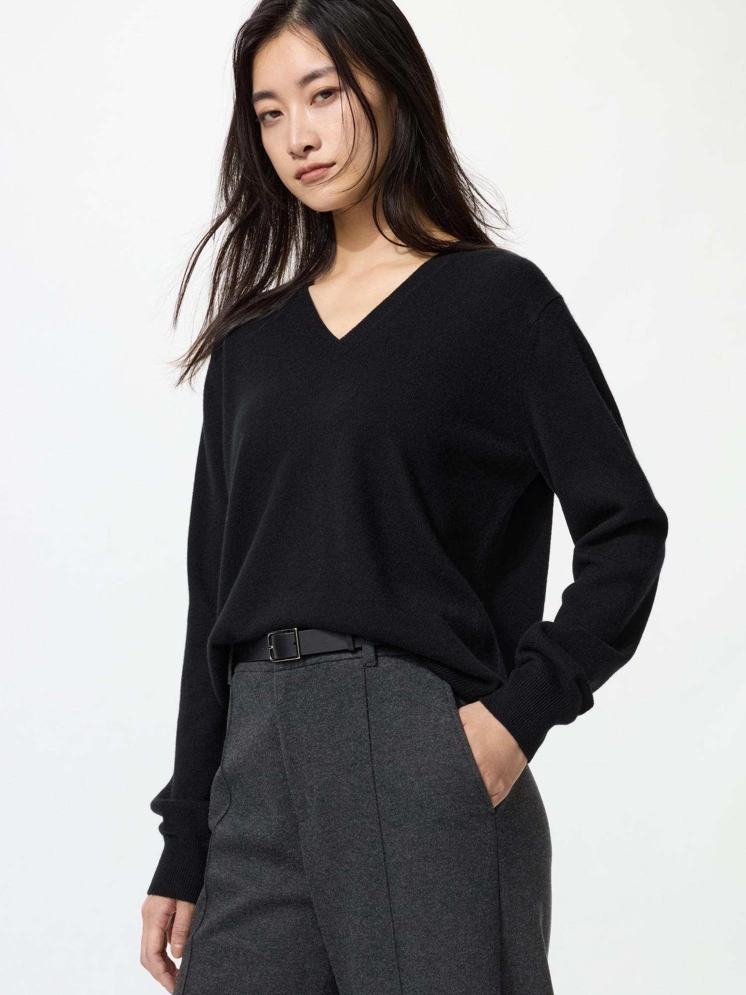 Свитер Uniqlo Cashmere с V-образным вырезом 09 BLACKWOMEN XXL 12113₽