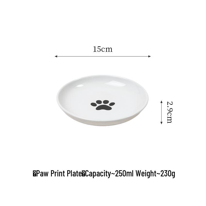 Creative Ceramic Pet Bowl with Stand - Cat Paw & Fish Bone Design for Cats and Dogs