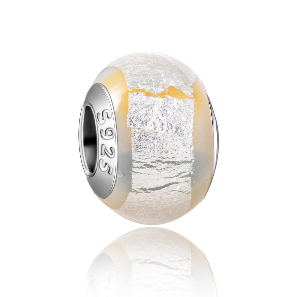  Charm Murano Vague Bleu Foncé Cuivré Coloré Compatible Bracelet Original Joli Charme Perles en Verre de Murano Fleur Rose Bijou